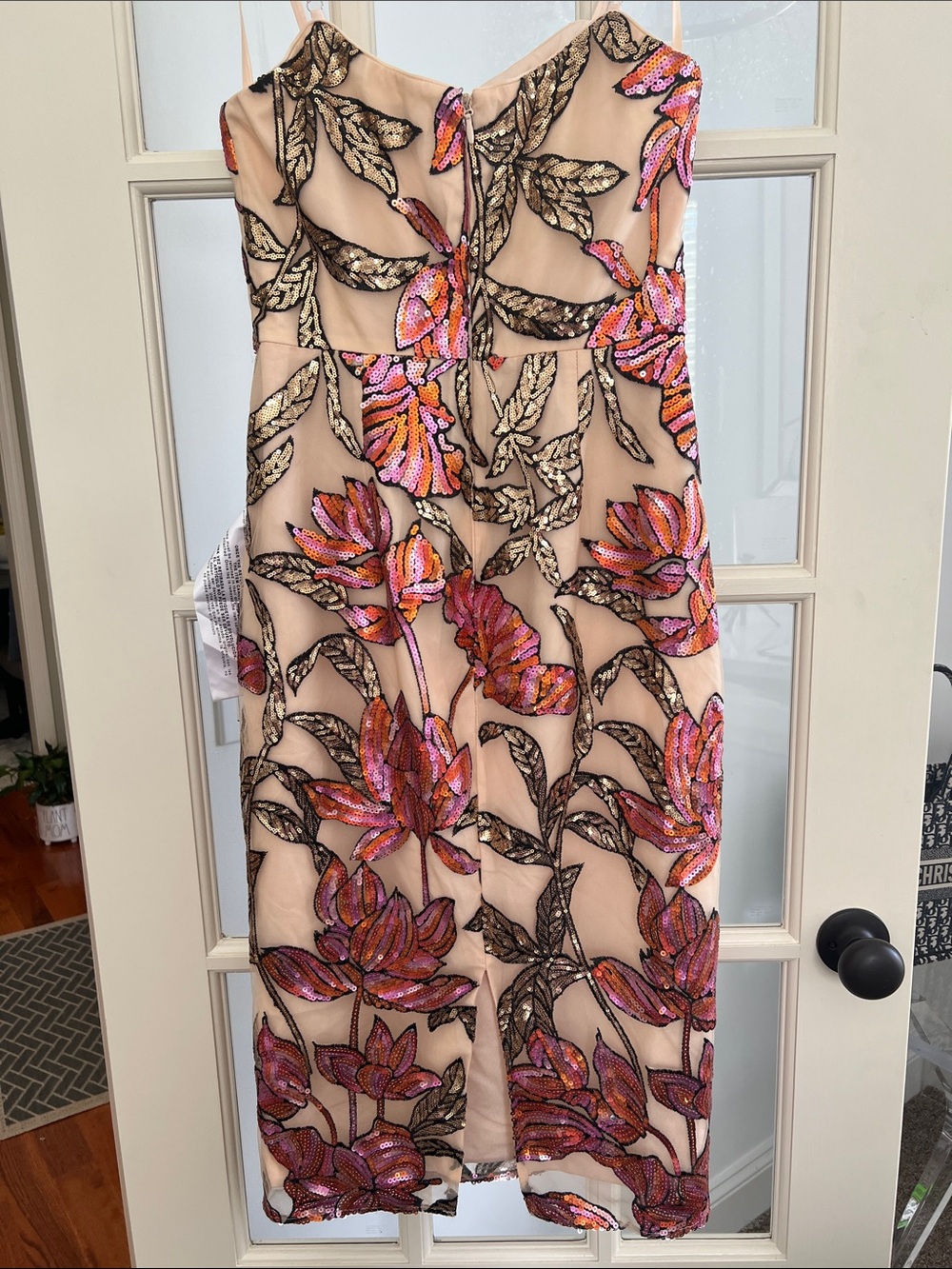 Dress the Population floral Midi Sheath Dress with Spaghetti Straps - Pink/Beige - Picture 9 of 9